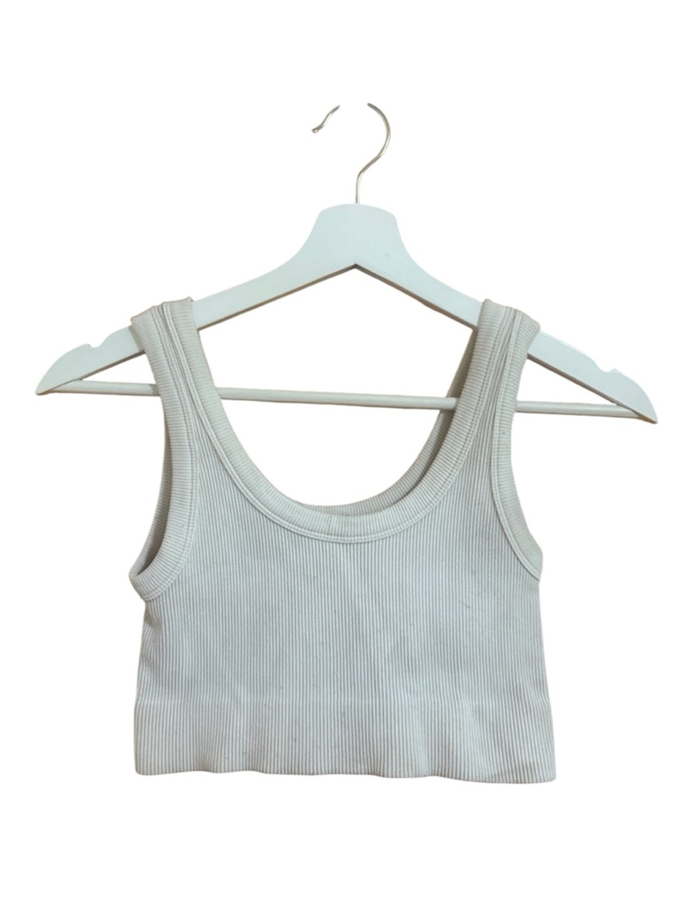 Dynamic Size Small Off-White Ribbed Crop Top Tank Top